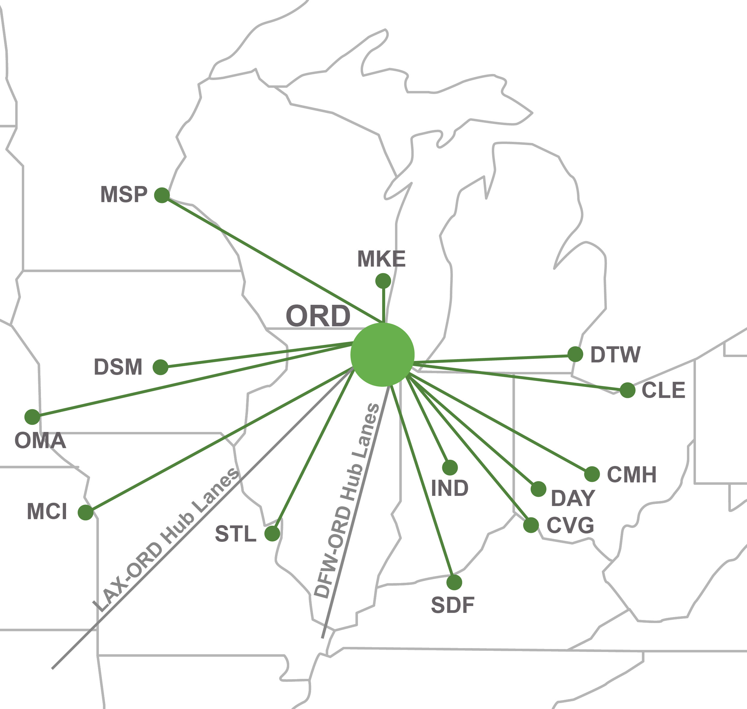 LiVe Logistics ORD Hub Linehaul Program Map